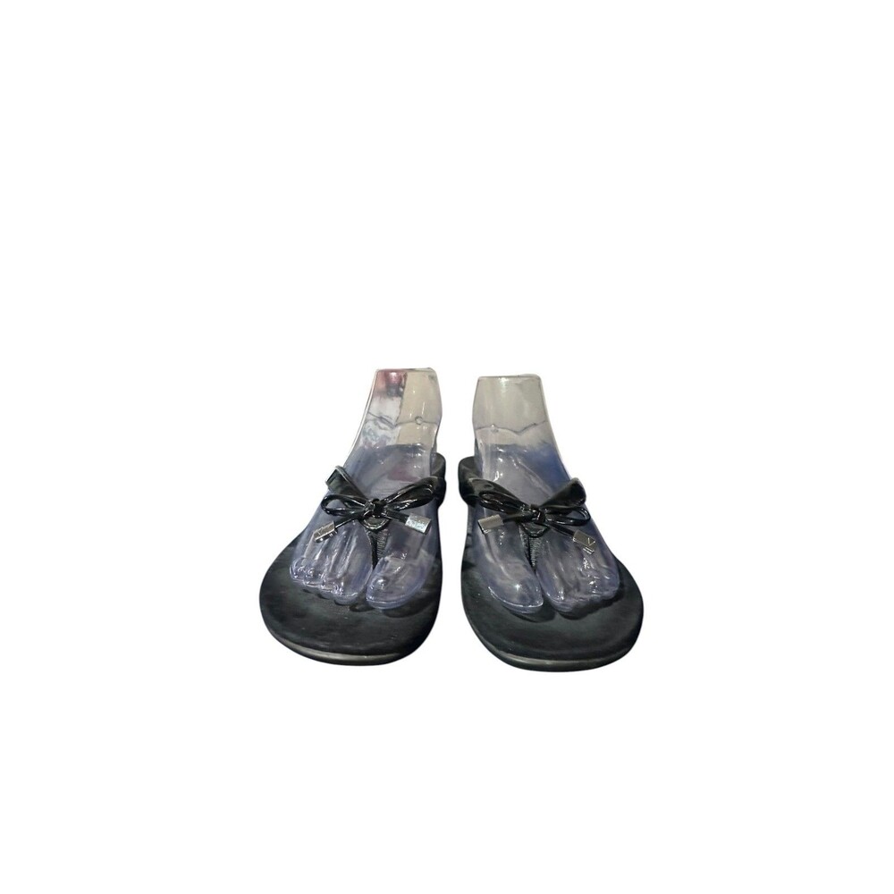 Vionic Tide Beach Thong Black Sandals Womens Size 6 Summer Comfy Boho Bow Tie